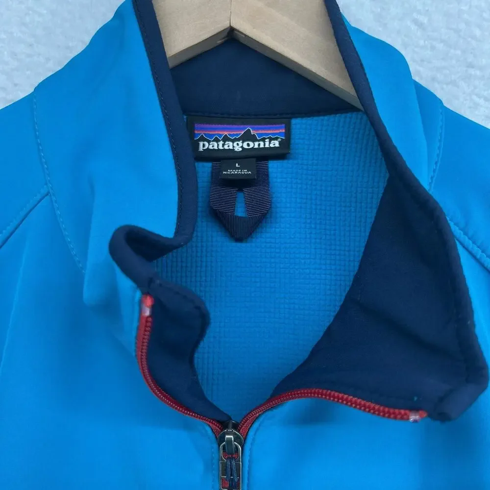 PATAGONIA Jacket Mens L Adze Hybrid Polartec Softshell Windbreaker Full Zip Blue